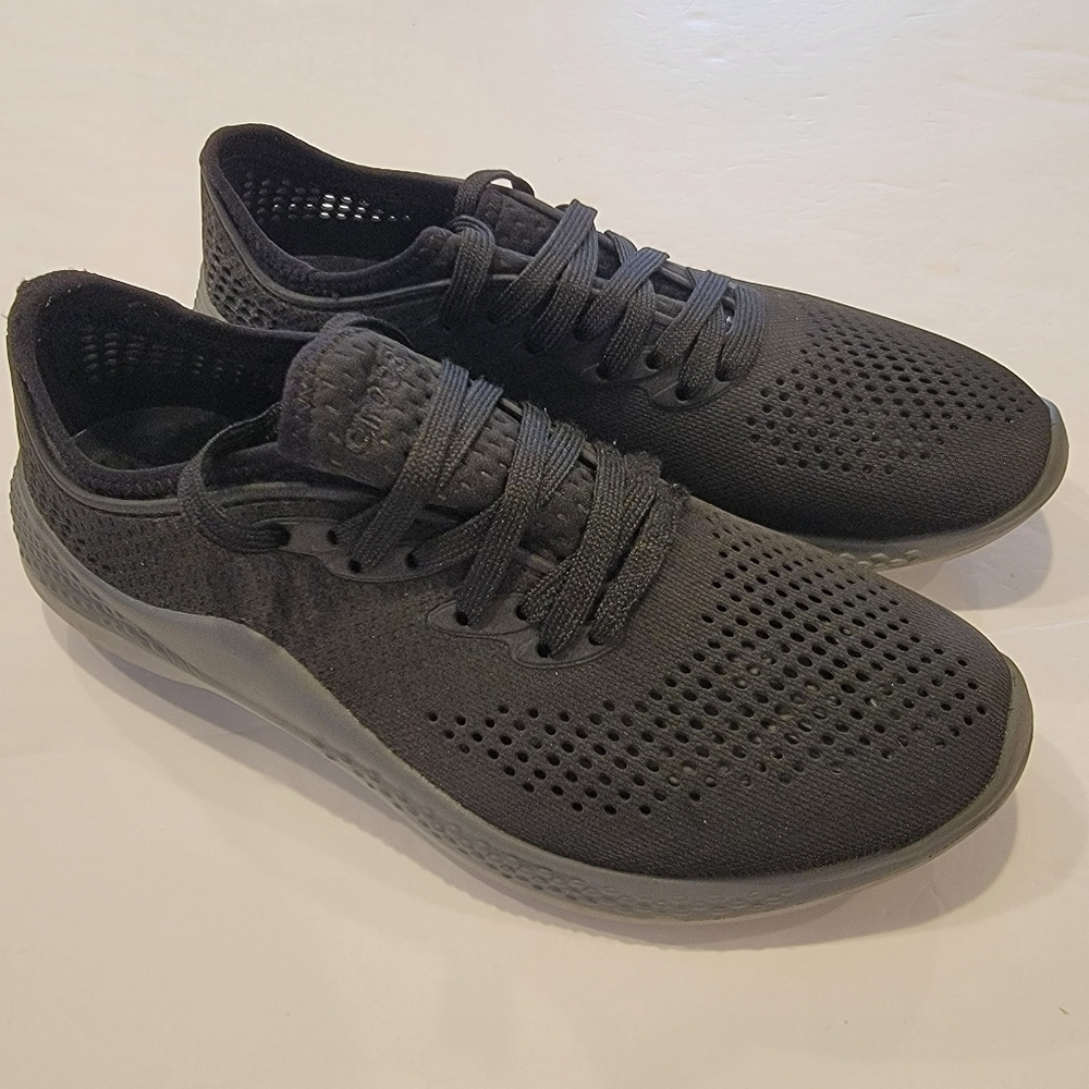 Crocs Literide 360 Pacer Athletic Sneakers Black Grey Lace-Up Low Top - Womens 8